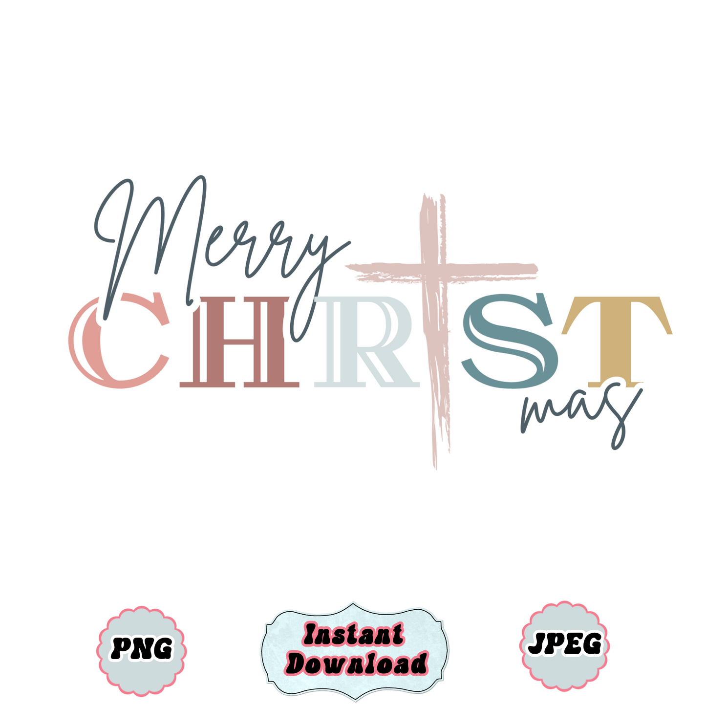 Merry Christ Christmas PNG Digital Download