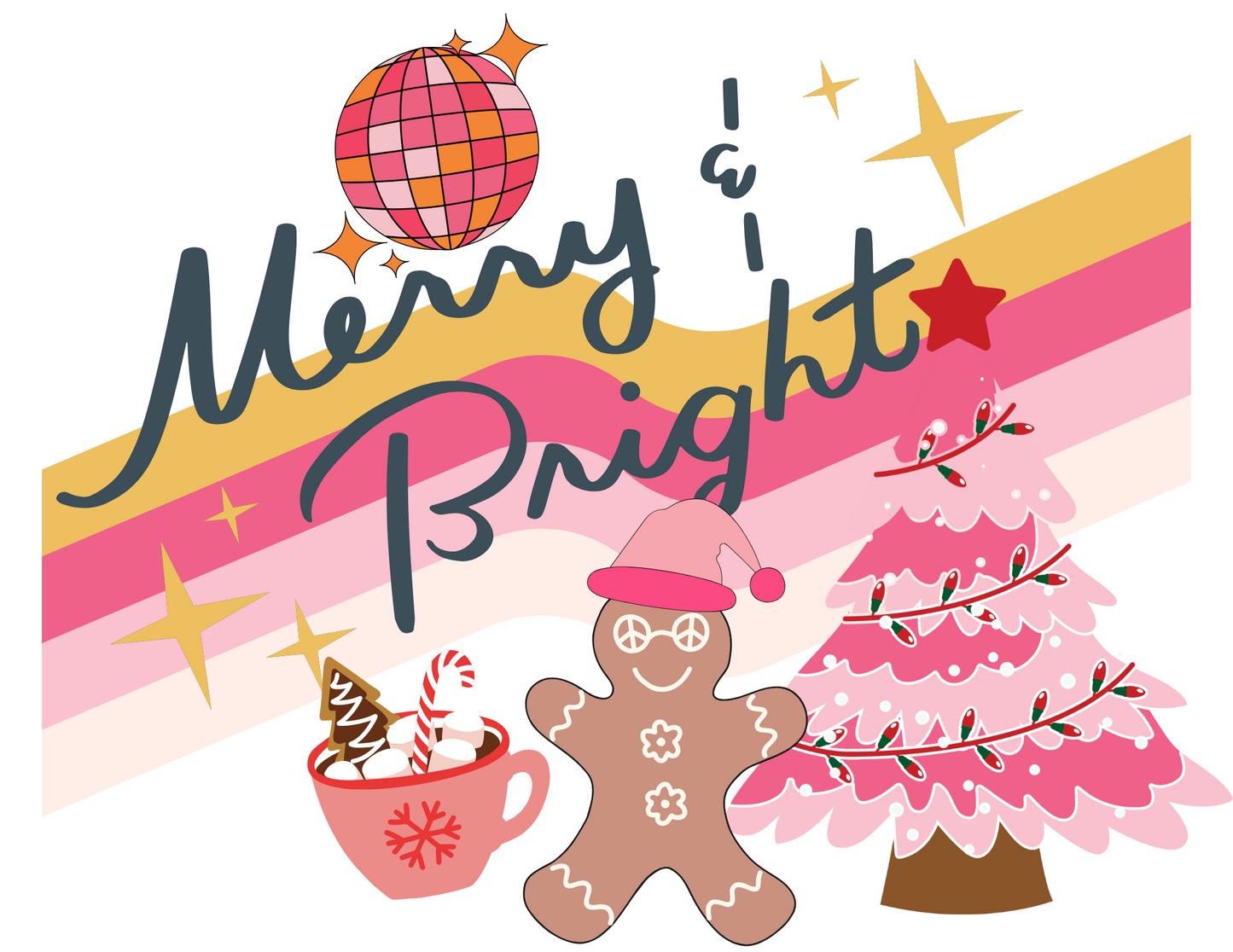 Merry and Bright Christmas PNG Digital Download