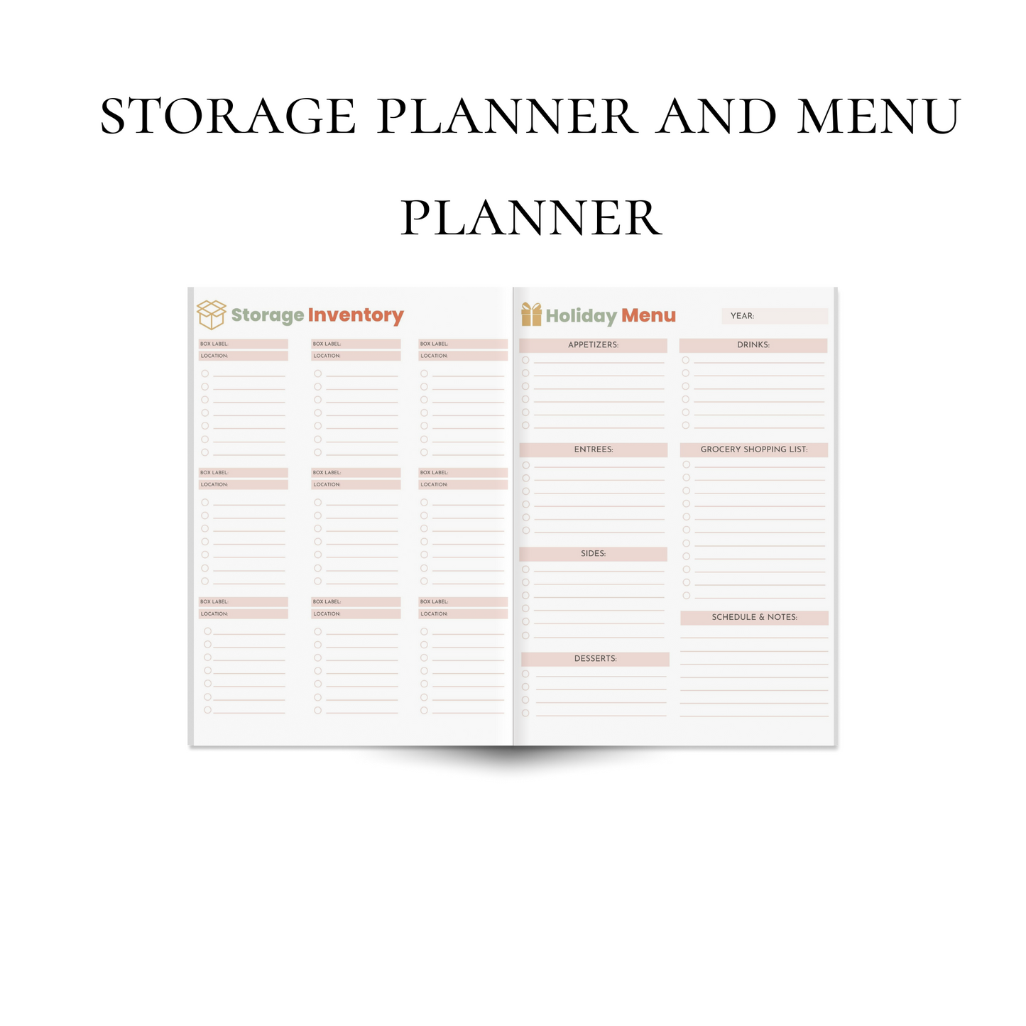 Custom Instant Download PDF Downloadable Holiday Planner