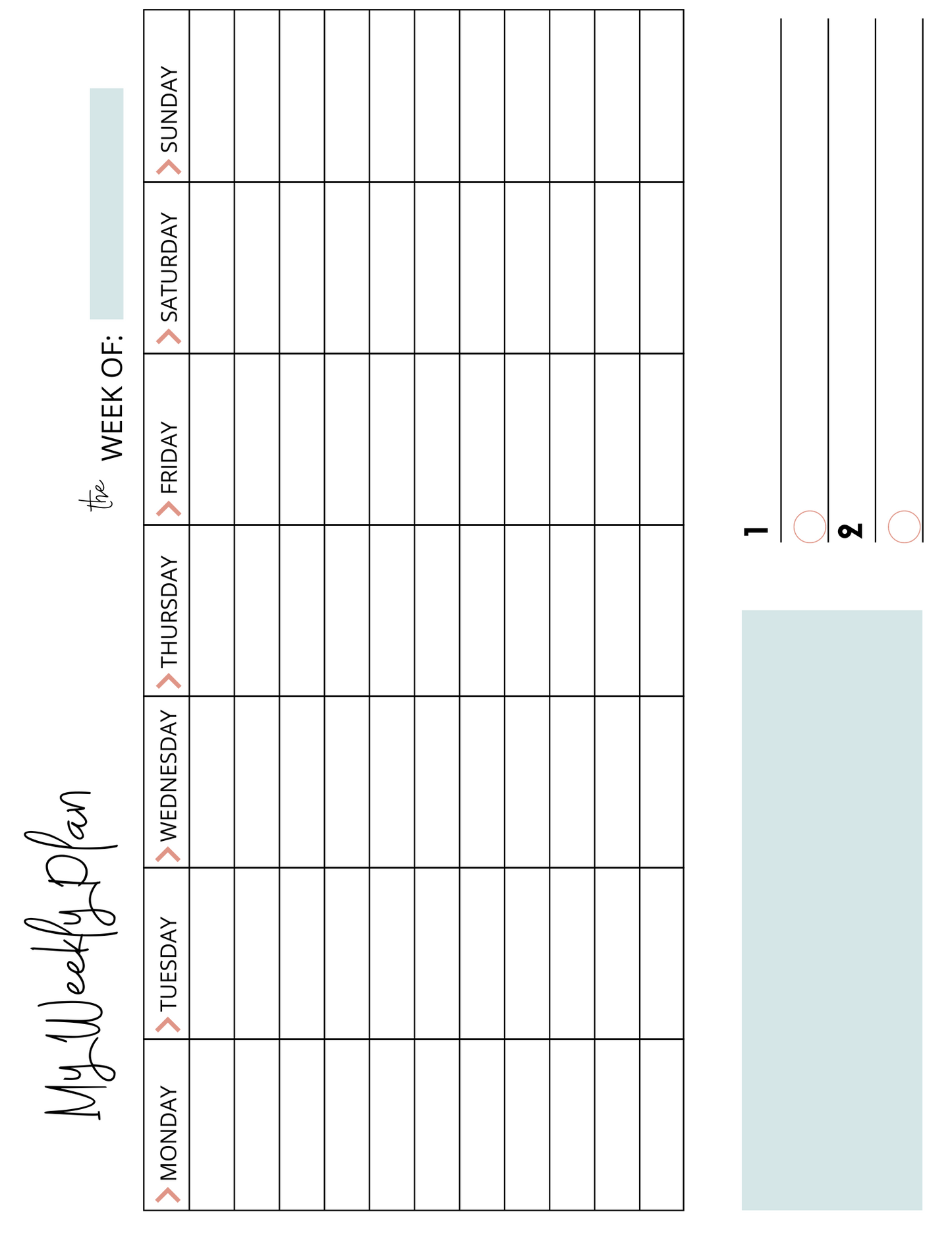 Custom Instant Download PDF Downloadable Yearly Monthly Weekly Daily Printable Planner Turquoise
