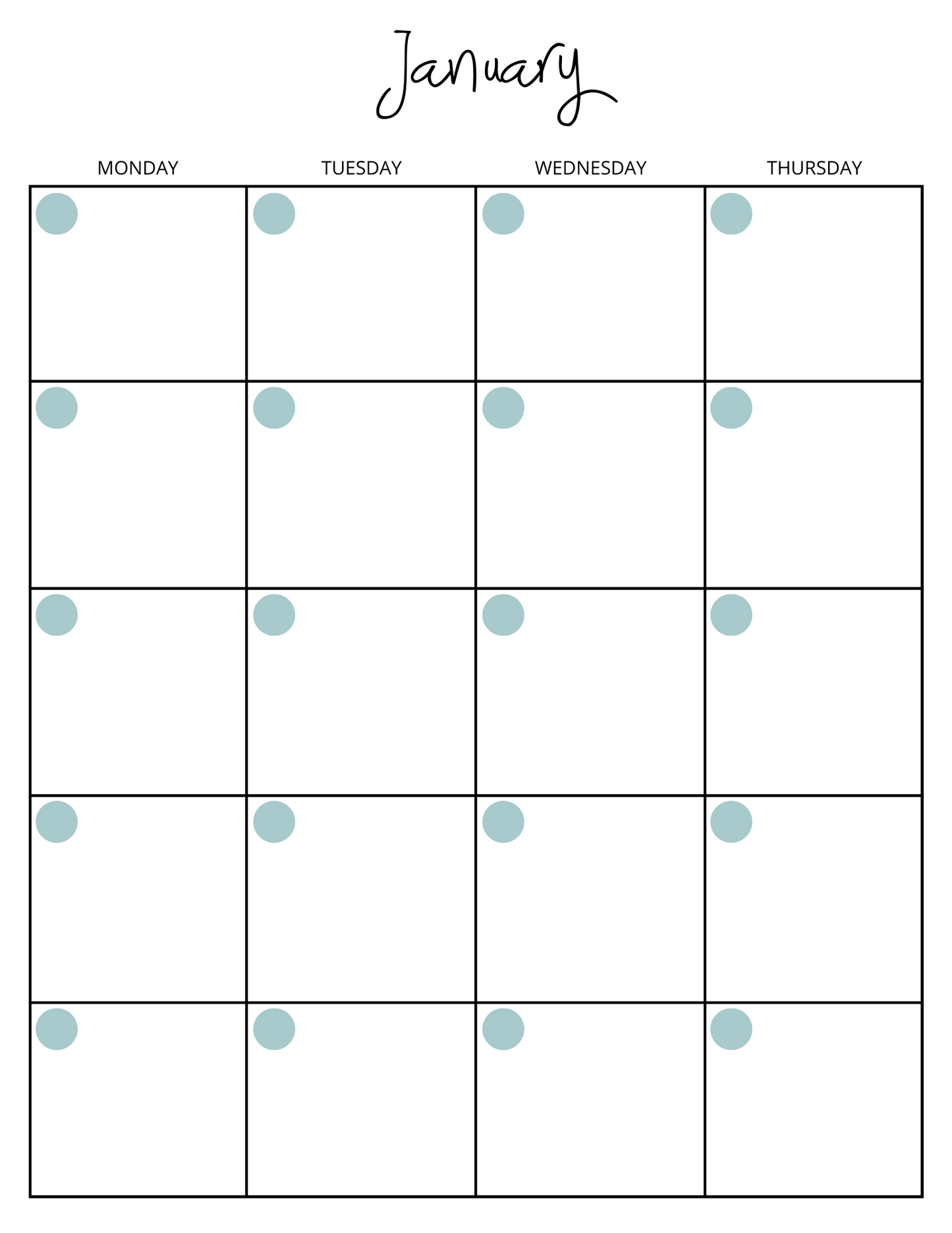 Custom Instant Download PDF Downloadable Yearly Monthly Weekly Daily Printable Planner Turquoise