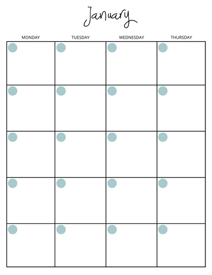 Custom Instant Download PDF Downloadable Yearly Monthly Weekly Daily Printable Planner Turquoise