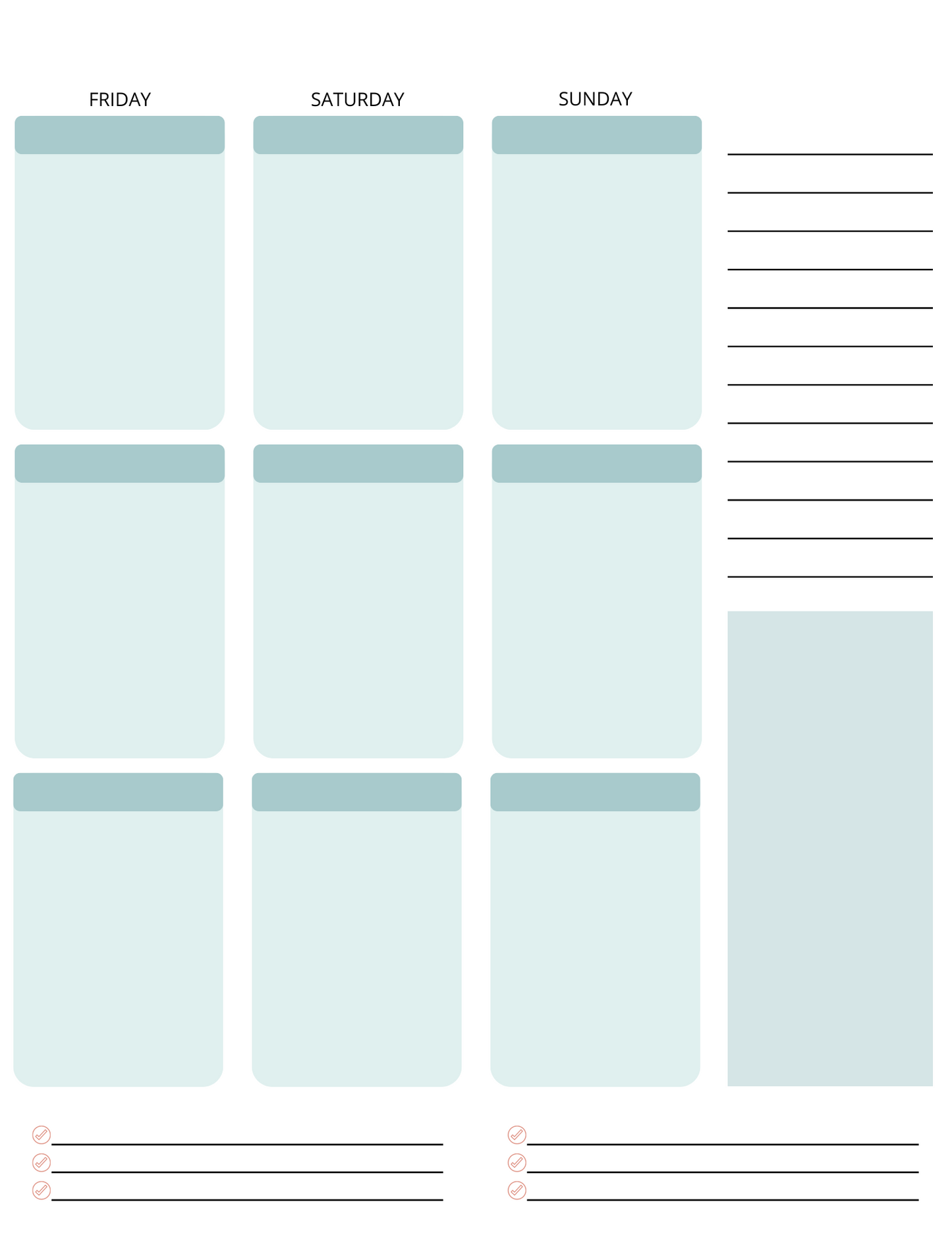 Custom Instant Download PDF Downloadable Yearly Monthly Weekly Daily Printable Planner Turquoise