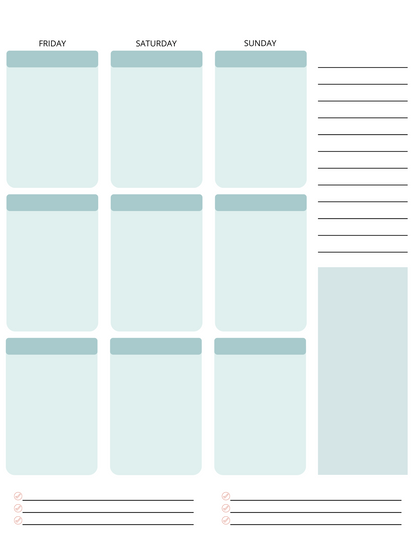 Custom Instant Download PDF Downloadable Yearly Monthly Weekly Daily Printable Planner Turquoise